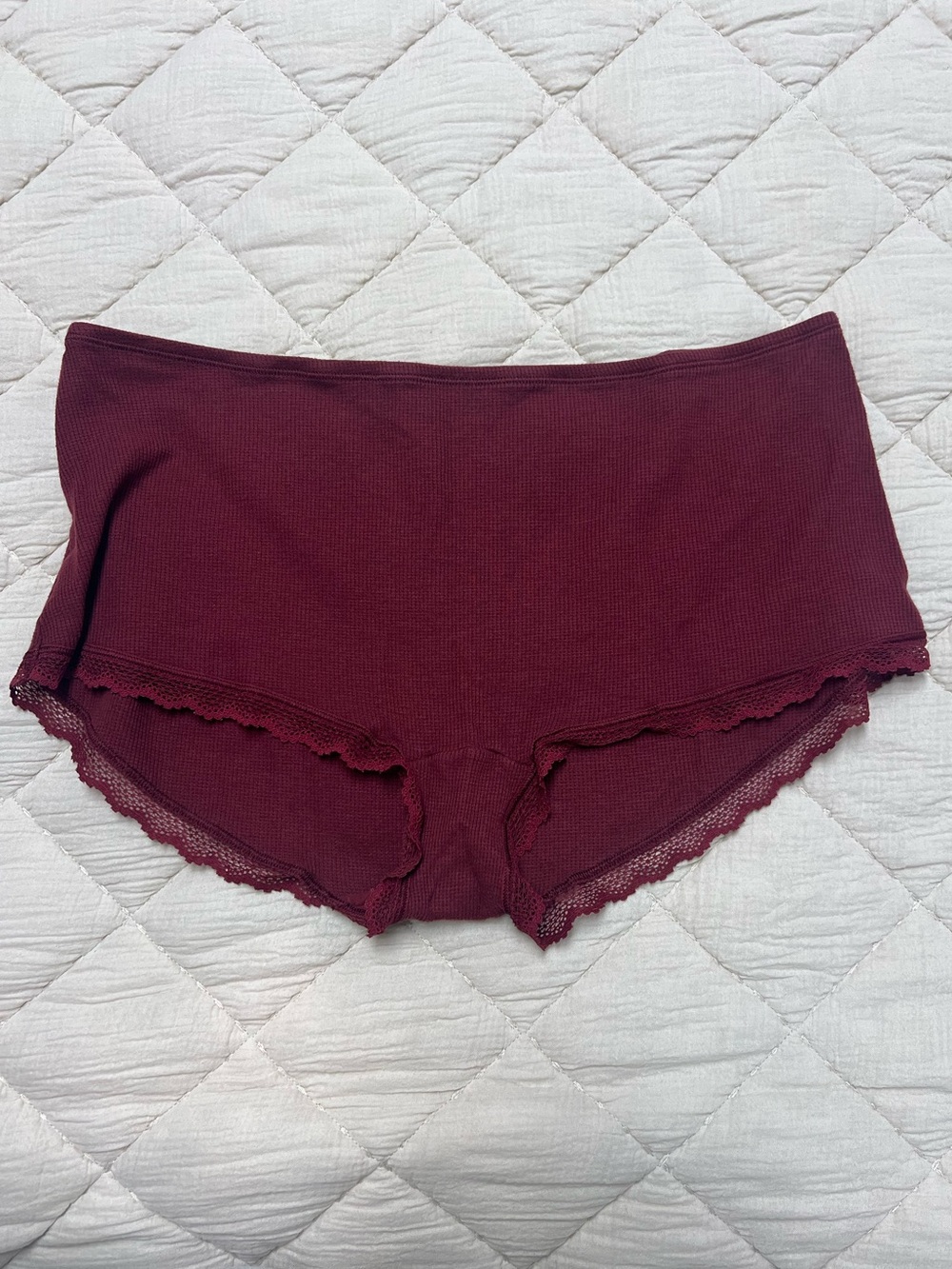 Old Navy Ribbed Lace-Trim Boyshorts - Burgundy
